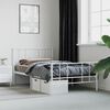 vidaXL Metal Bed Frame without Mattress with Footboard White 90x190cm