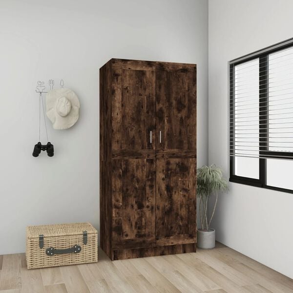 vidaXL Wardrobe Smoked Oak 82.5x51.5x180 cm Engineered Wood
