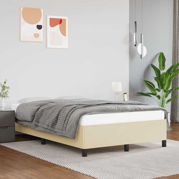vidaXL Bed Frame without Mattress Cream 120x190 cm Small Double Faux Leather