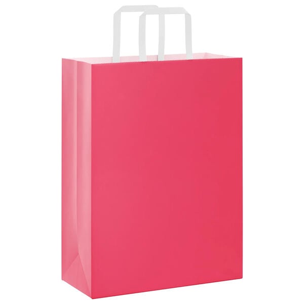 vidaXL Paper Bags 250 pcs with Handles Pink 26x12x35 cm