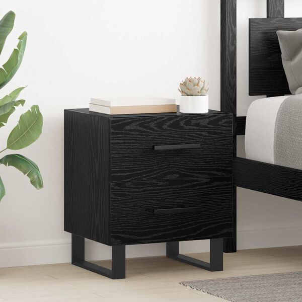vidaXL Bedside Cabinet with Drawer 2 pcs Black Oak 40 x 35 x 47.5 cm