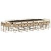 vidaXL 17 Piece Garden Dining Set with Cushions Beige Poly Rattan