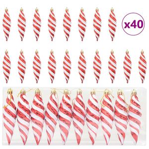 vidaXL Christmas Spiral Shape Ball 40 pcs LEDs Red 3 x 11 cm Plastic