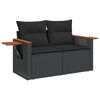 vidaXL 9 Piece Garden Sofa Set with Cushions Black Poly Rattan Acacia