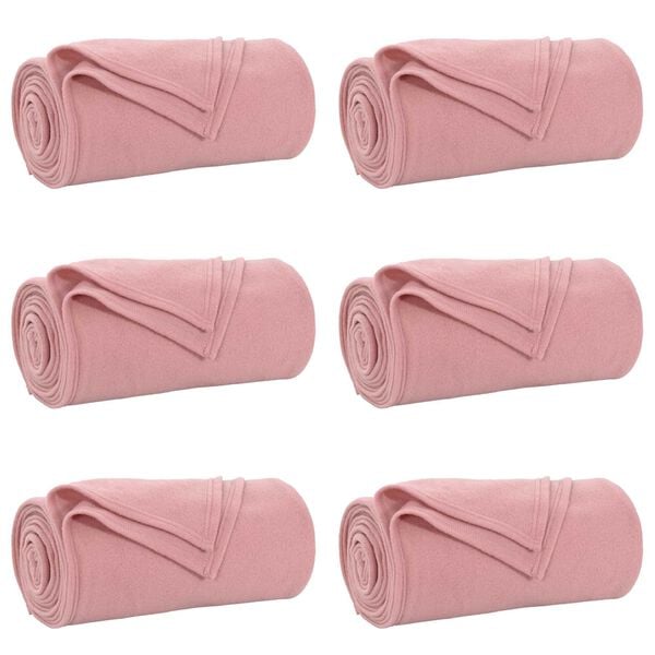 vidaXL Throw Blankets 6 pcs Pink 270 x 240 cm Fleece