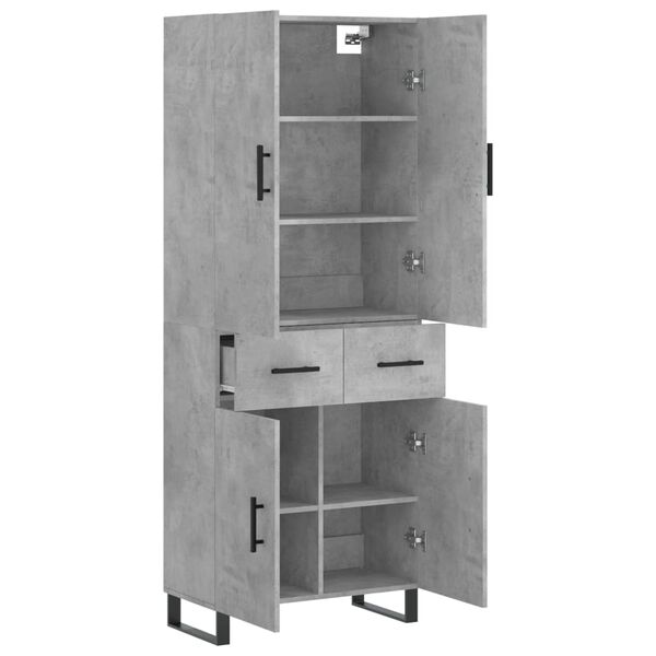 vidaXL Highboard Concrete Grey 69.5x34x180 cm Engineered Wood