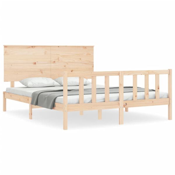 vidaXL Bed Frame without Mattress King Size Solid Wood Pine