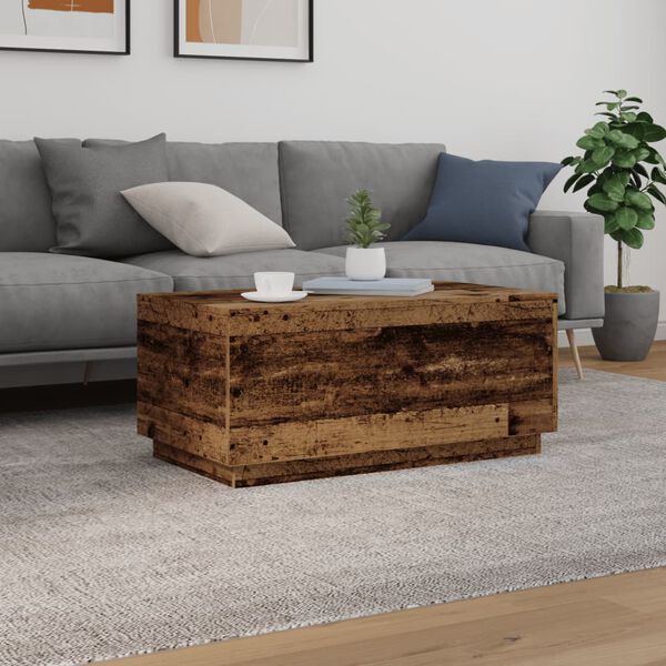vidaXL Coffee Table with LED Lights Old Wood 90x50x40 cm
