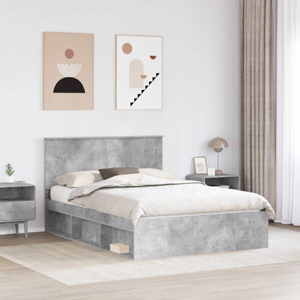 vidaXL Bed Frame Concerte Grey 150 x 200 cm Solid Pine Wood
