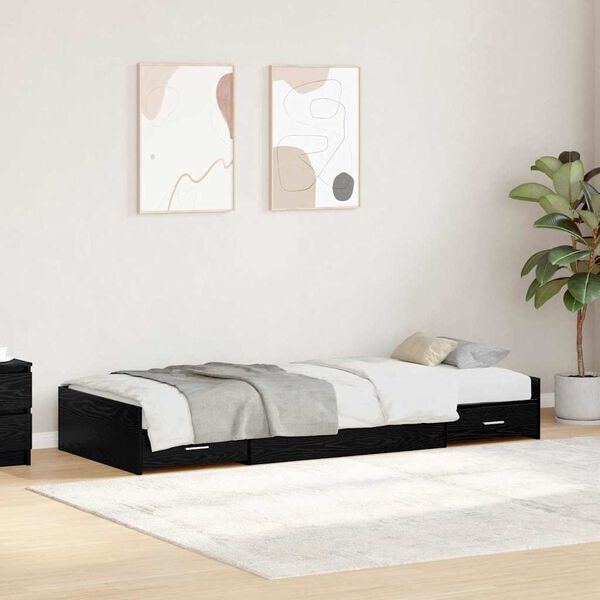 vidaXL Bed Frame with Headboard Black Oak 80 x 200 cm Engineered Wood