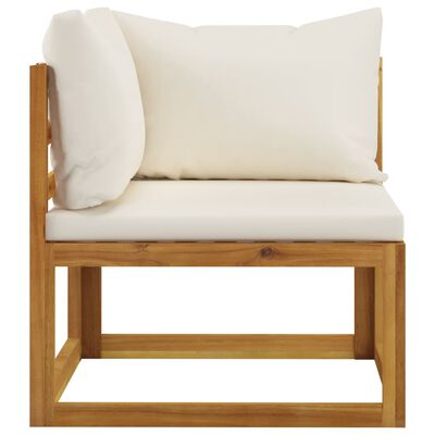vidaXL 2 Piece Sofa Set with Cream White Cushions Solid Wood Acacia
