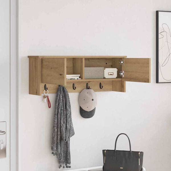 vidaXL Wall-Mounted Coat Rack with Shelf Artisan Oak 80 x 20 x 30 cm
