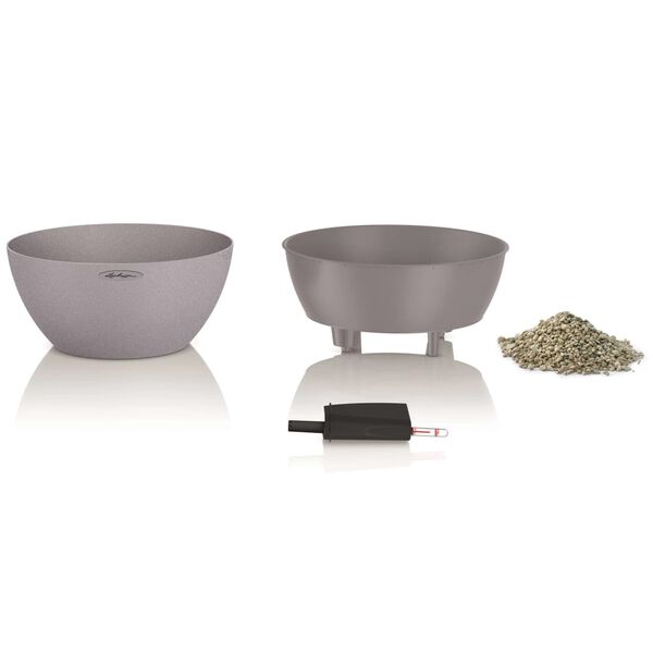 LECHUZA Planter CUBETO Stone 30 ALL-IN-ONE Stone Grey 13830