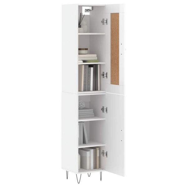 vidaXL Highboard High Gloss White 34.5x34x180 cm Engineered Wood