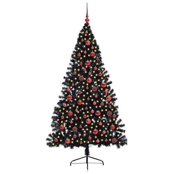 vidaXL Artificial Pre-lit Christmas Tree Black 180 cm PVC