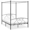 vidaXL Canopy Bed Frame without Mattress Grey Metal 160x200 cm