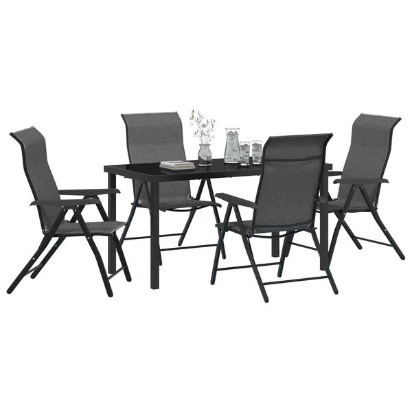 vidaXL Garden Dining Set Height-Adjustable 5 pcs Grey Poly rattan