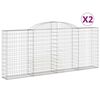 vidaXL Arched Gabion Baskets 2 pcs 300x30x120/140 cm Galvanised Iron