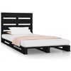 vidaXL Bed Frame without Mattress Black 75x190 cm Solid Wood Pine