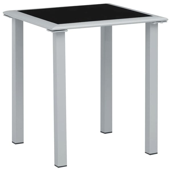vidaXL Garden Table Black and Silver 41x41x45 cm Steel and Glass