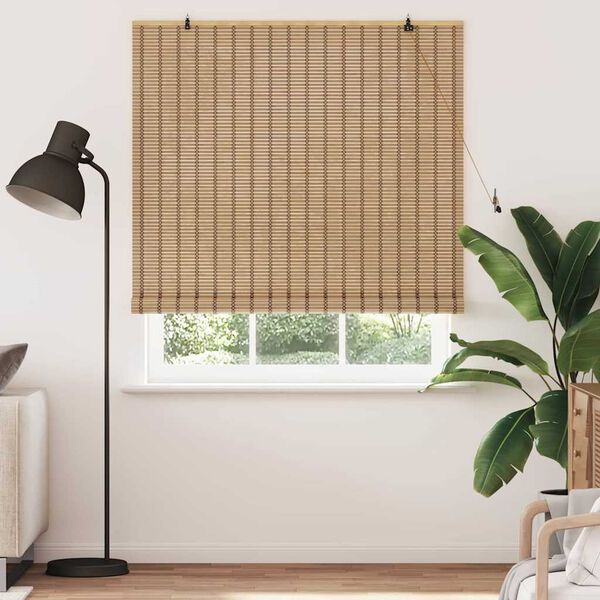 vidaXL Roller Blind with Curtains Manual Nature 140 x 220 cm Bamboo