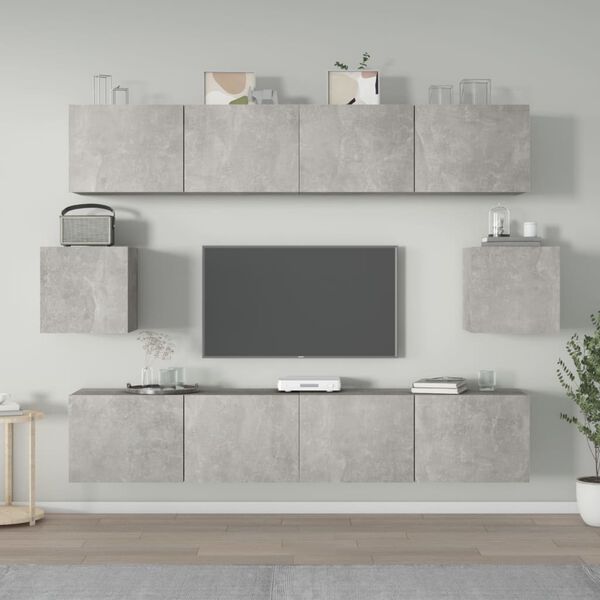 vidaXL 6 Piece TV Cabinet Set Concrete Grey Engineered Wood