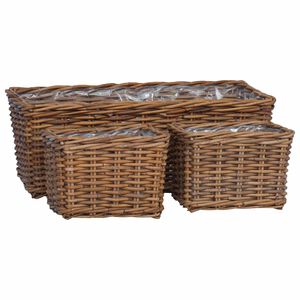 vidaXL Planter Basket with Storage 3 pcs Brown