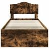 vidaXL Bed Frame with Headboard Smoked Oak 90 x 200 cm Solid Pine Wood