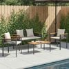vidaXL Outdoor Furniture Set 4 pcs Black and Cream White PE Rattan