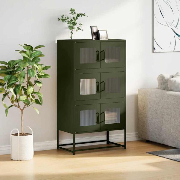 vidaXL Highboard Olive Green 68x39x123 cm Steel