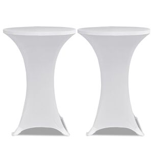 vidaXL Table Cover | Set of 2 | White | Polyester 90%, Elastane 10% | &Oslash; 60 cm