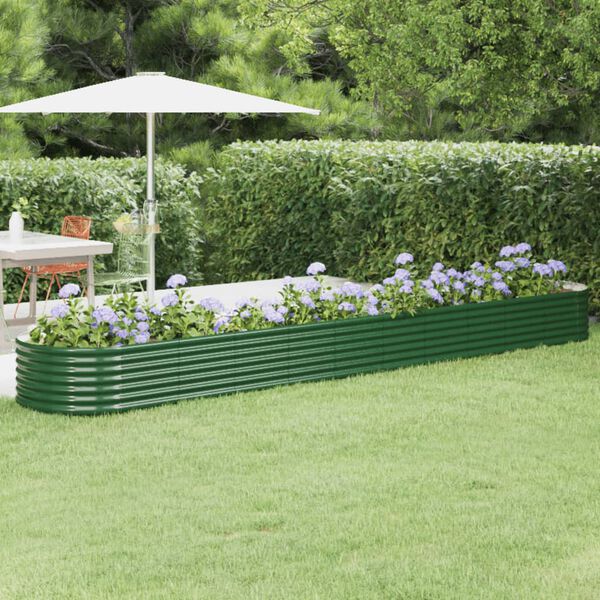 vidaXL Garden Raised Bed Galvanised Steel 440x80x36 cm Green