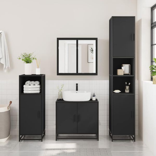 vidaXL Bathroom Cabinet Black 35x37.5x100 cm Engineered Wood
