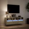 vidaXL TV Wall Cabinet with LED Lights Sonoma Oak 130x31x45 cm