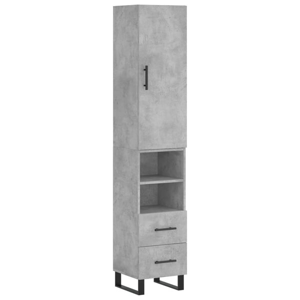vidaXL Highboard Concrete Grey 34.5x34x180 cm Engineered Wood