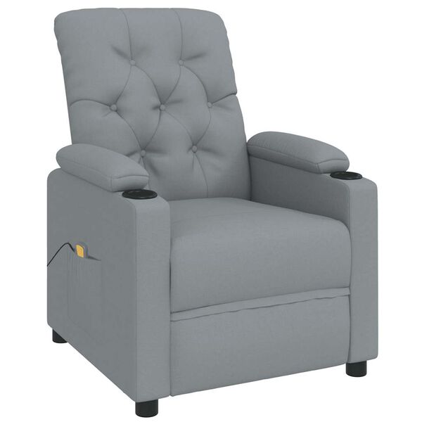 vidaXL Massage Recliner Chair Light Grey Fabric