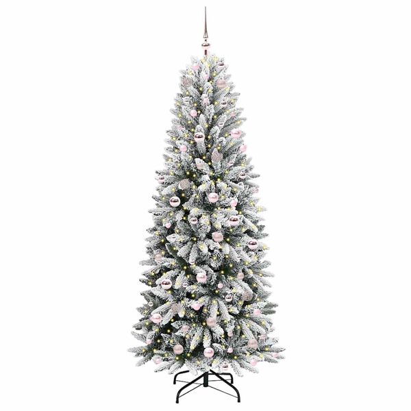 vidaXL Artificial Christmas Tree with 300 LEDs with Stand White 210 cm