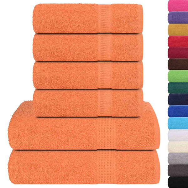 vidaXL 6 Piece Towel Set Orange 360 gsm 100% Cotton