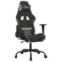 vidaXL Massage Gaming Chair with Footrest Black and Taupe Fabric