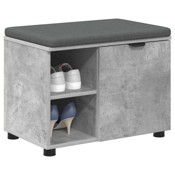 vidaXL Hall Bench with Cushion with Door Concrete Grey 60 x 38 x 46 cm