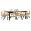 vidaXL 9 Piece Garden Dining Set Brown Poly Rattan Glass