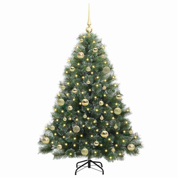 vidaXL Artificial Christmas Tree with 150 LEDs Green 120 cm PE and PVC