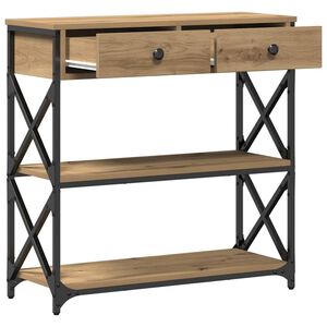vidaXL Console Table with Drawer Artisan oak 75 x 28 x 75 cm