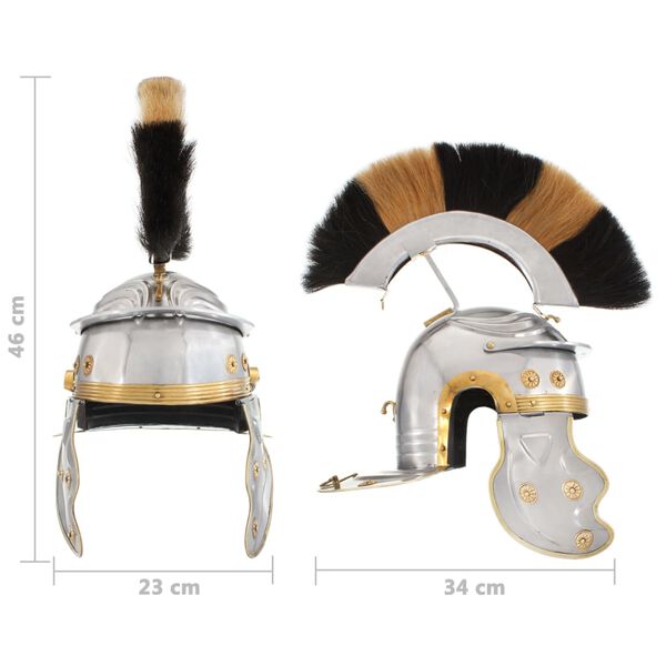 vidaXL Roman Soldier Helmet Antique Replica LARP Silver Steel