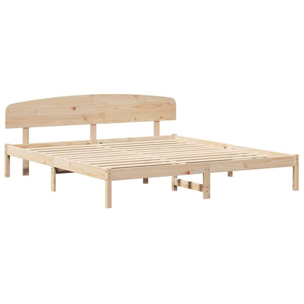 vidaXL Bed Frame with Headboard Natural 200 x 200 cm Solid Pine Wood