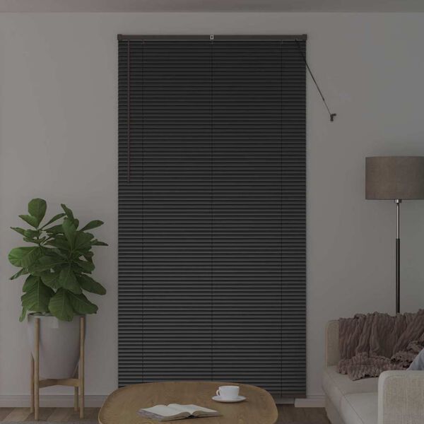 vidaXL Window Blind with Curtains Manual Black Aluminium