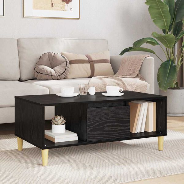 vidaXL Coffee Table Black Oak 90 x 50 x 26.5 cm Engineered Wood