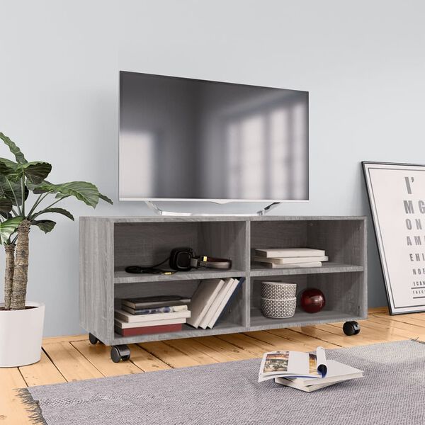 vidaXL TV Cabinet with Castors Grey Sonoma 90x35x35 cm Engineered Wood