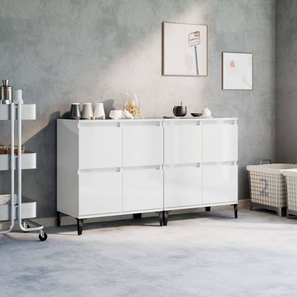 vidaXL Sideboards 2 pcs High Gloss White 60x35x70 cm Engineered Wood