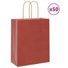 vidaXL Paper Bags 50 pcs with Handles Red 18x8x22 cm